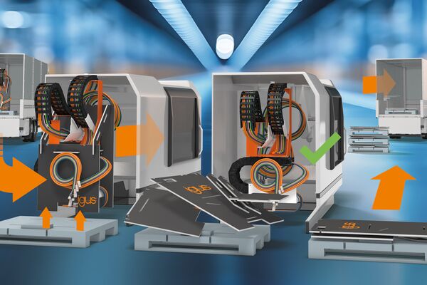 Modulares Transportgestell readychain eco-rack von igus für Energiekettensysteme