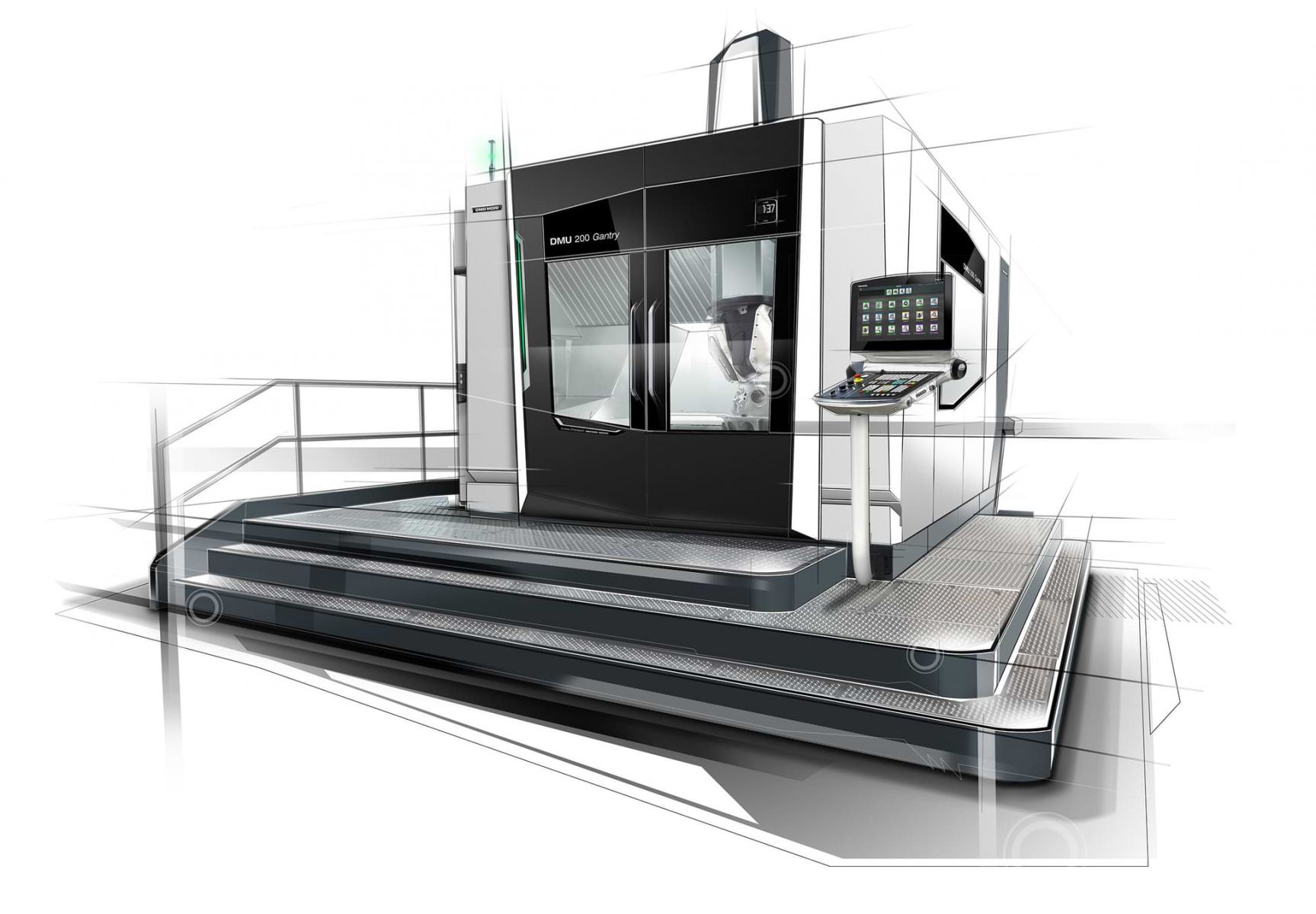 Dynamische Fünfachs-Gantry-Fräsmaschine von DMG Mori im neuen Stealth Design.