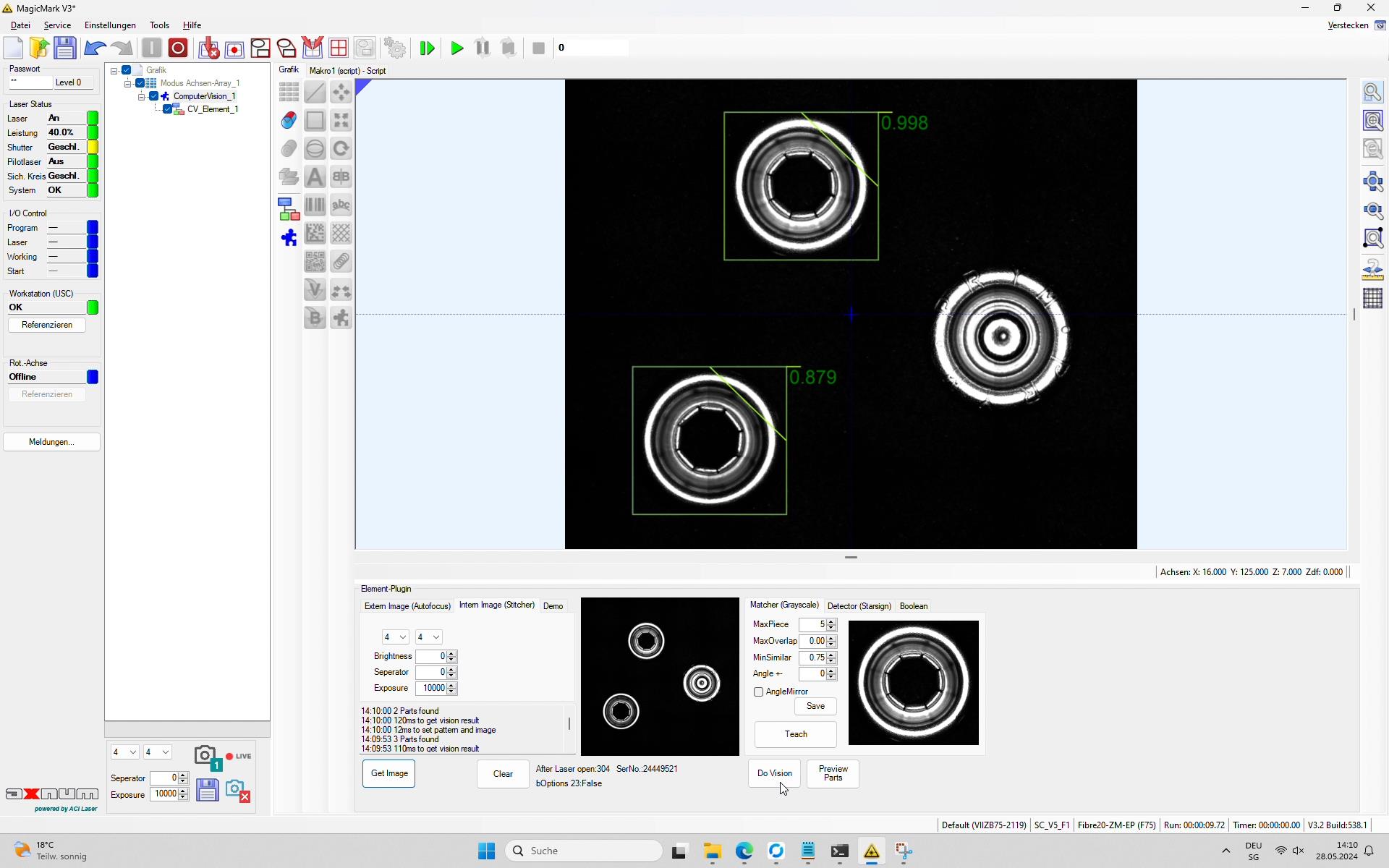 Objekterkennung und Ausschluss falscher Teile