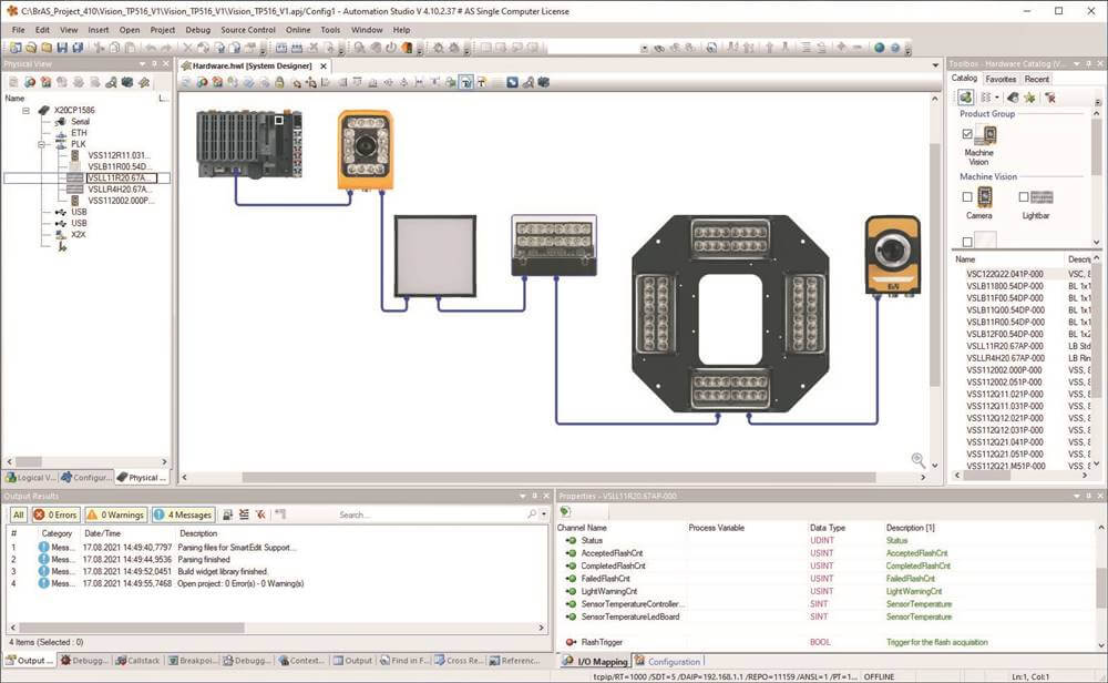 Der Anwender parametriert Licht und Kameras einfach in der B&R-Software Automation Studio.