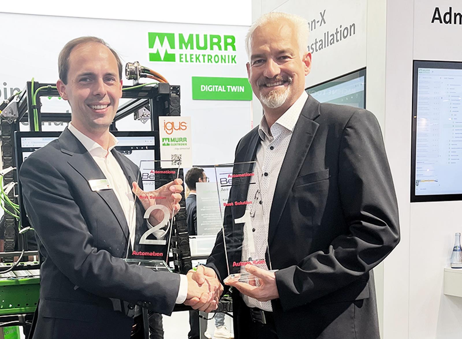 Im Bild: Dr.-Ing. Paul Zeller, Member of the Executive Board von Murrelektronik, und Christian Stremlau, Vice President/Prokurist von Igus. (Quelle: Murrelektronik & Igus GmbH)