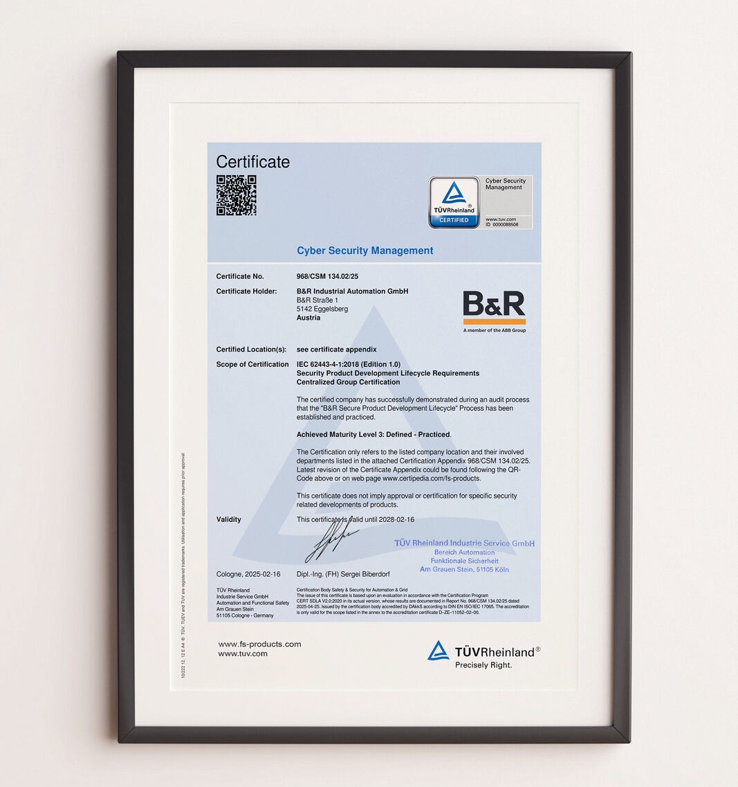 B&R-Entwicklungsprozesse erfüllen höchste Sicherheitsstandards.