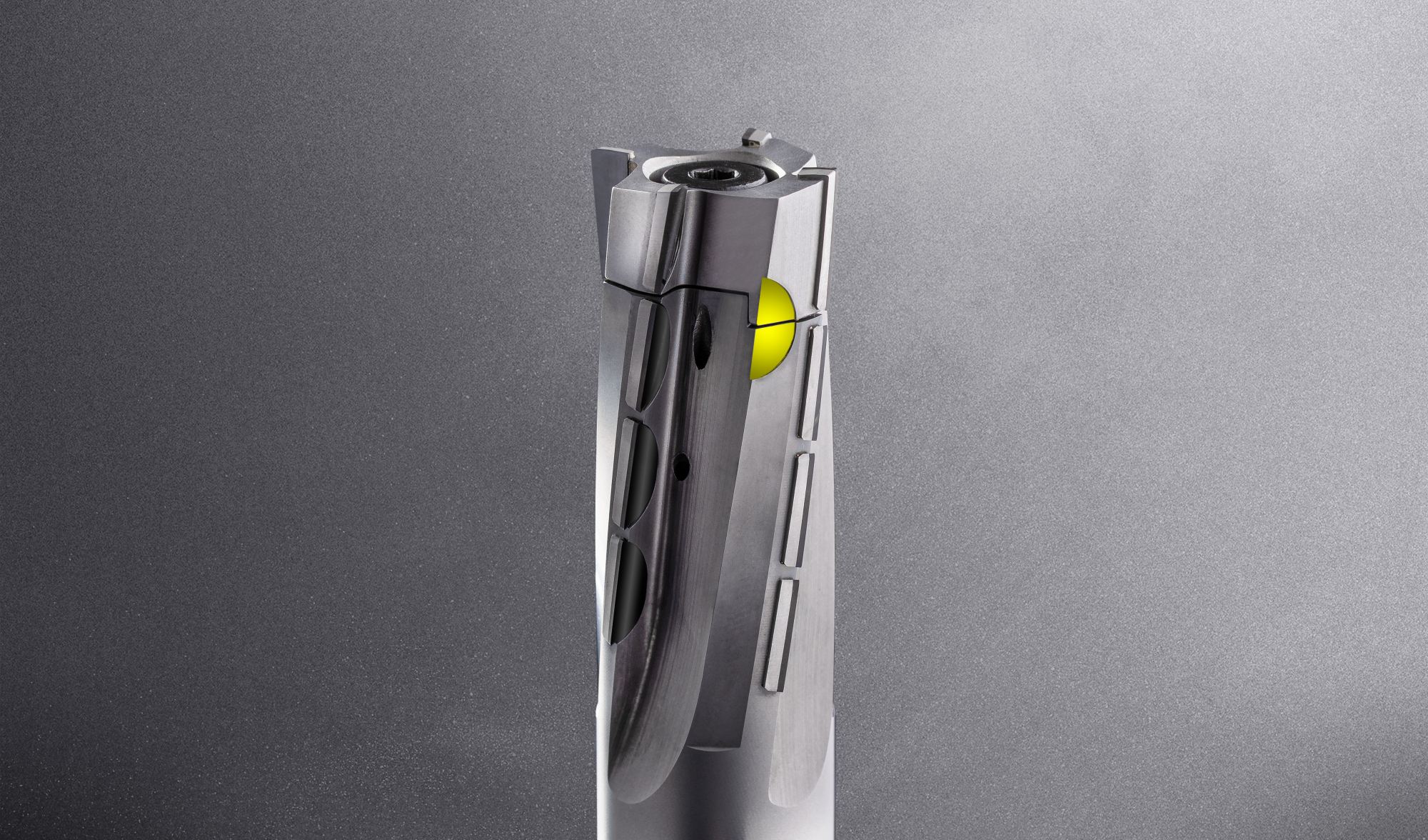 Das System DM40 kombiniert ein wiederverwendbares Basiswerkzeug aus Hartmetall mit einem PKD-bestückten Wechselkopf. Bild: Horn/Sauermann